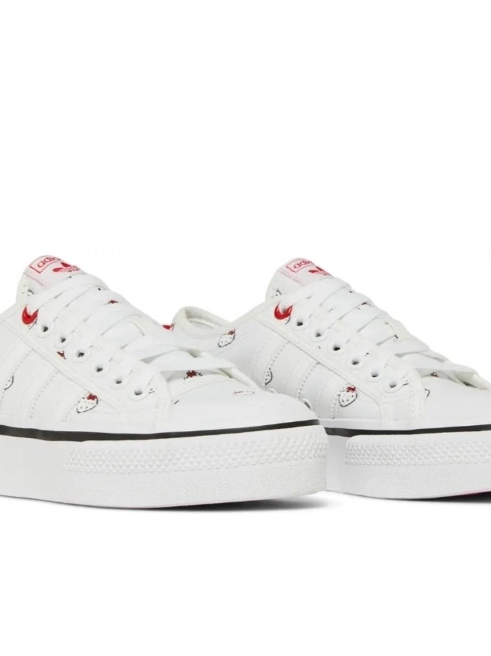 Hello Kitty White Low-Top Platform Sneakers with Pink Accents